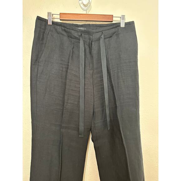 Talbots Woman's Petite Size Large Signature 100% Black Linen Trouser Pants - Picture 8 of 10